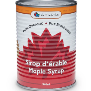 Canne de sirop d’érable biologique 100% pur, catégorie ambré